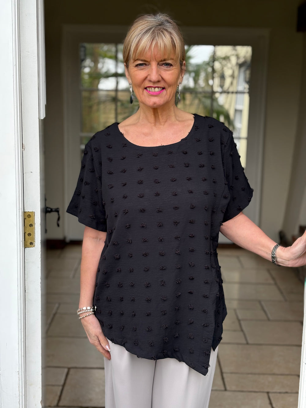 Woven Bobble T-Shirt Shoulder Pads Malissa J | Black - Mandy's Heaven 