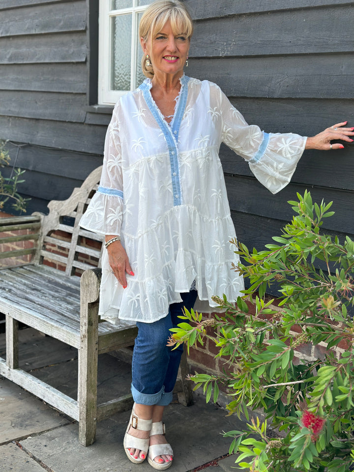 Bali Palm Tunic | White