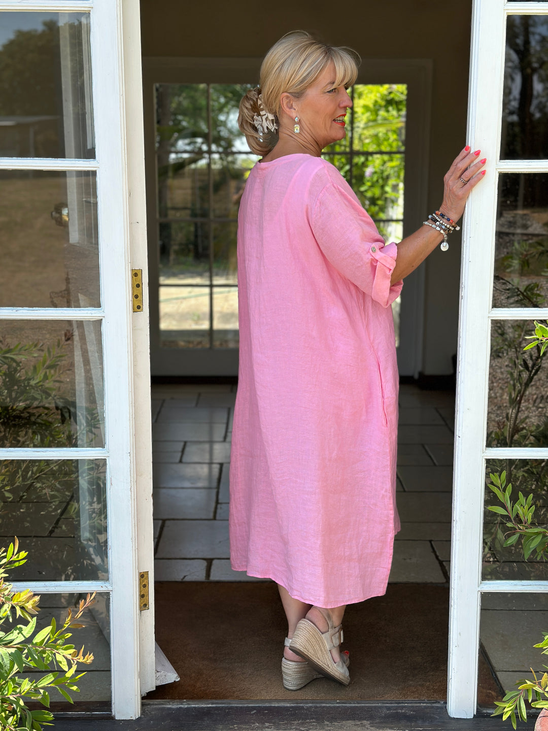 Positano Linen Dress | Pastel Pink