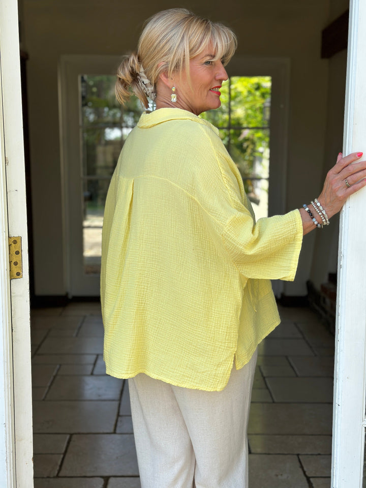 Cotton Button Shirt | Lemon
