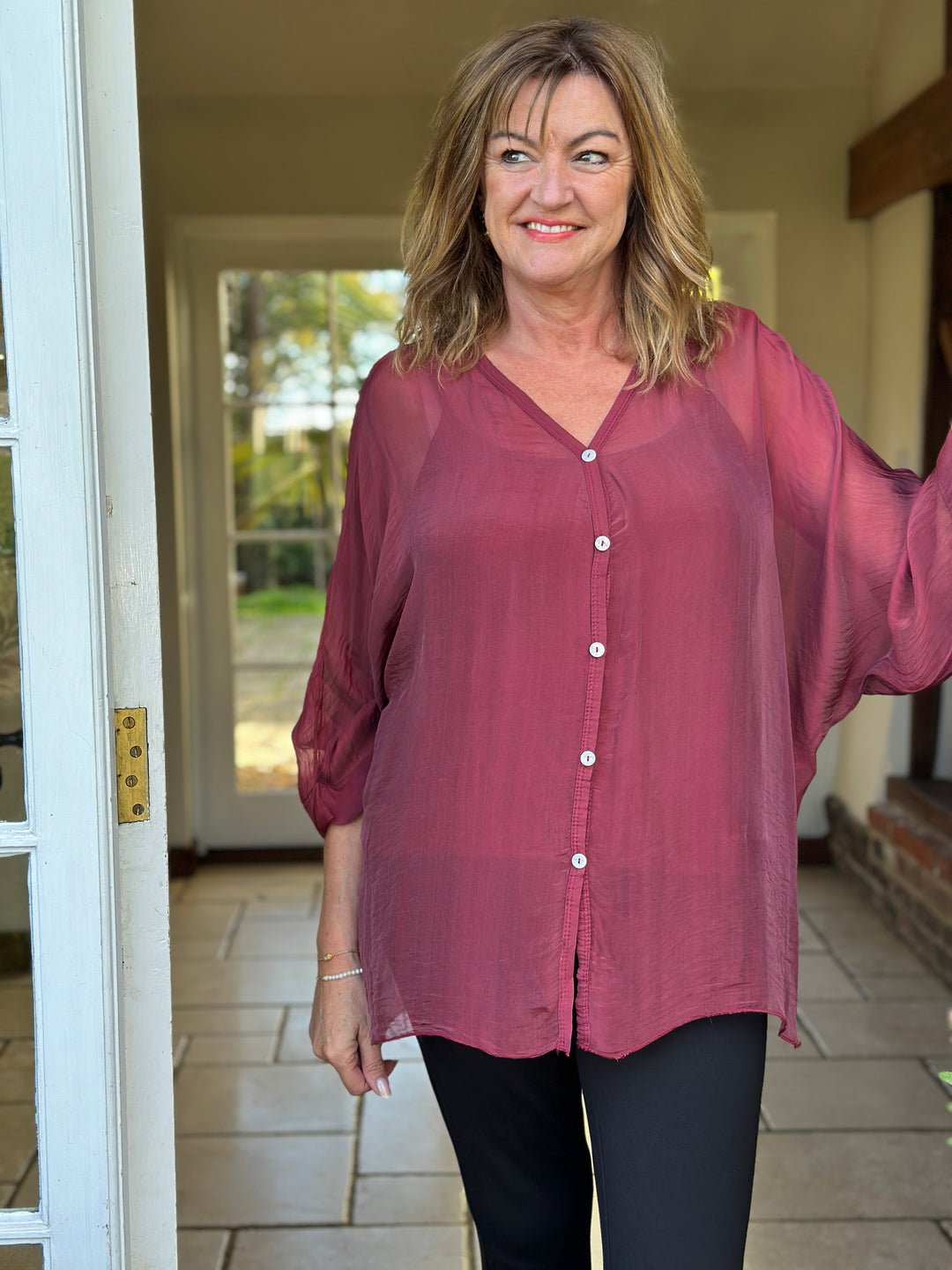 Naomi Silk Blouse | Merlot