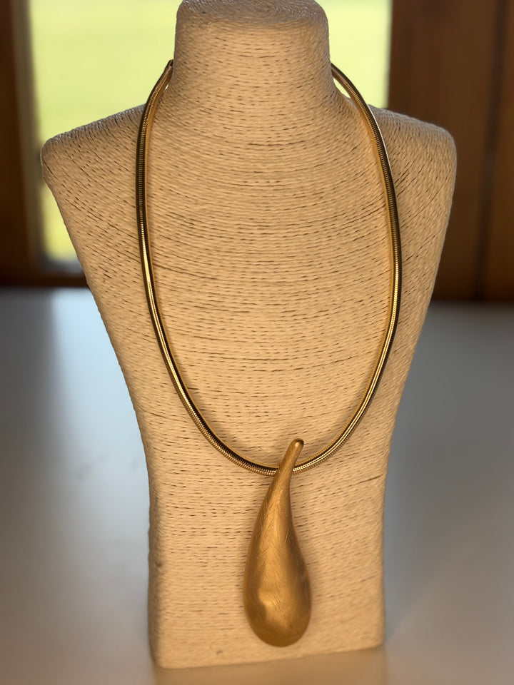 Large Tear Drop Pendant Necklace | Gold