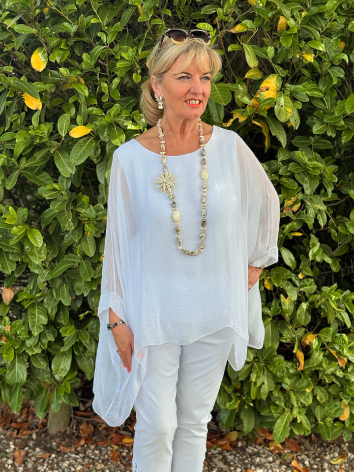 Mia Silk Blouse | White
