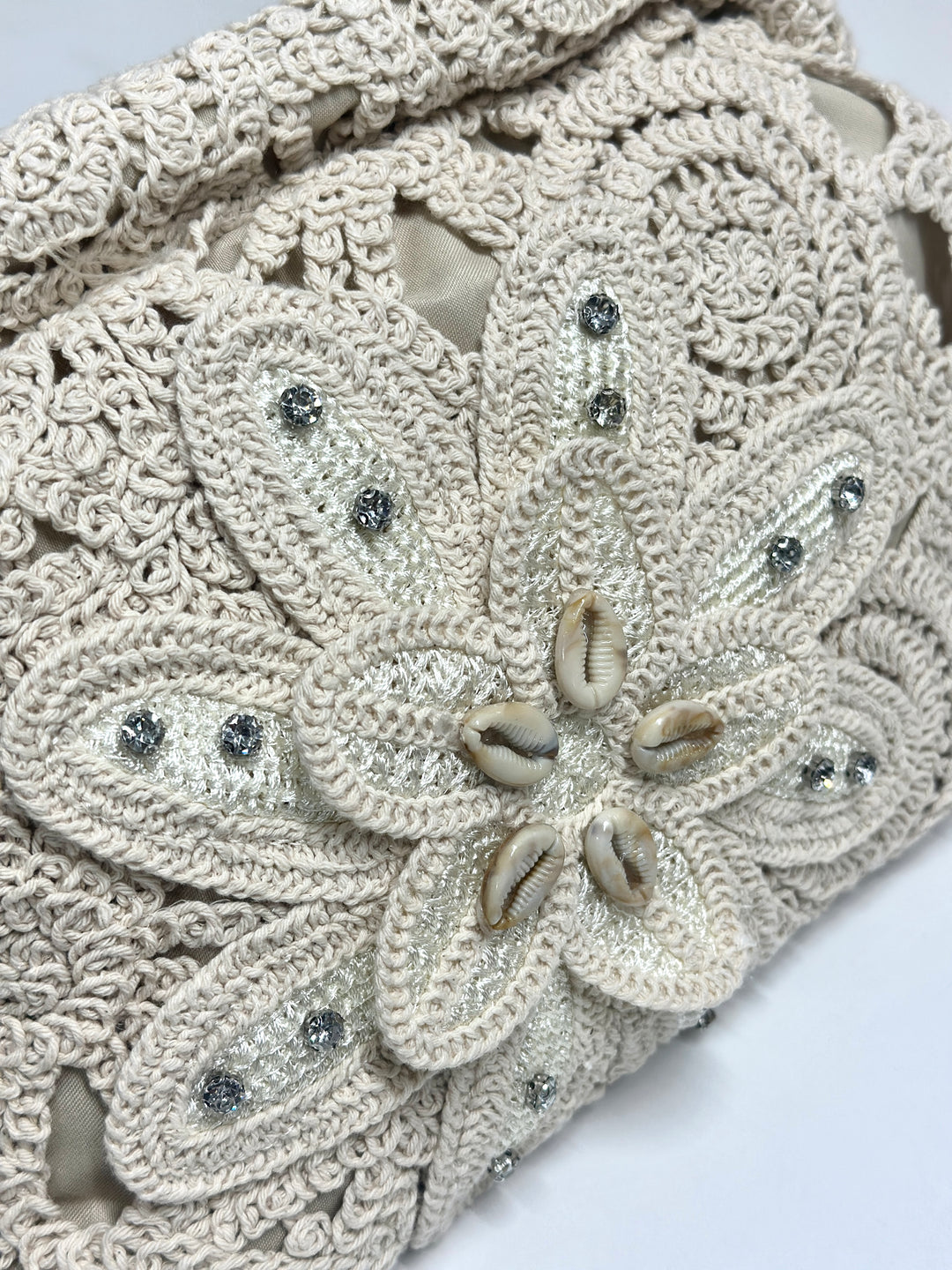Crochet Shell Clutch Bag | Natural