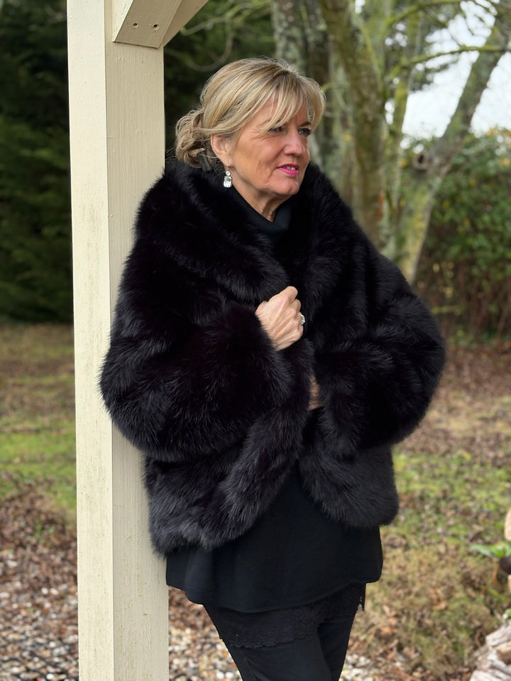 Faux Fur Hooded Jacket | Black