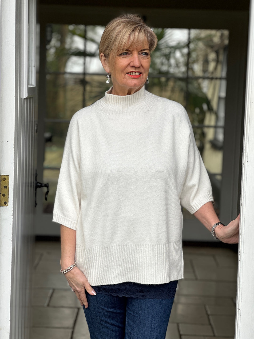 Ribbed High Neck Knit Top | Cream - Mandy's Heaven 