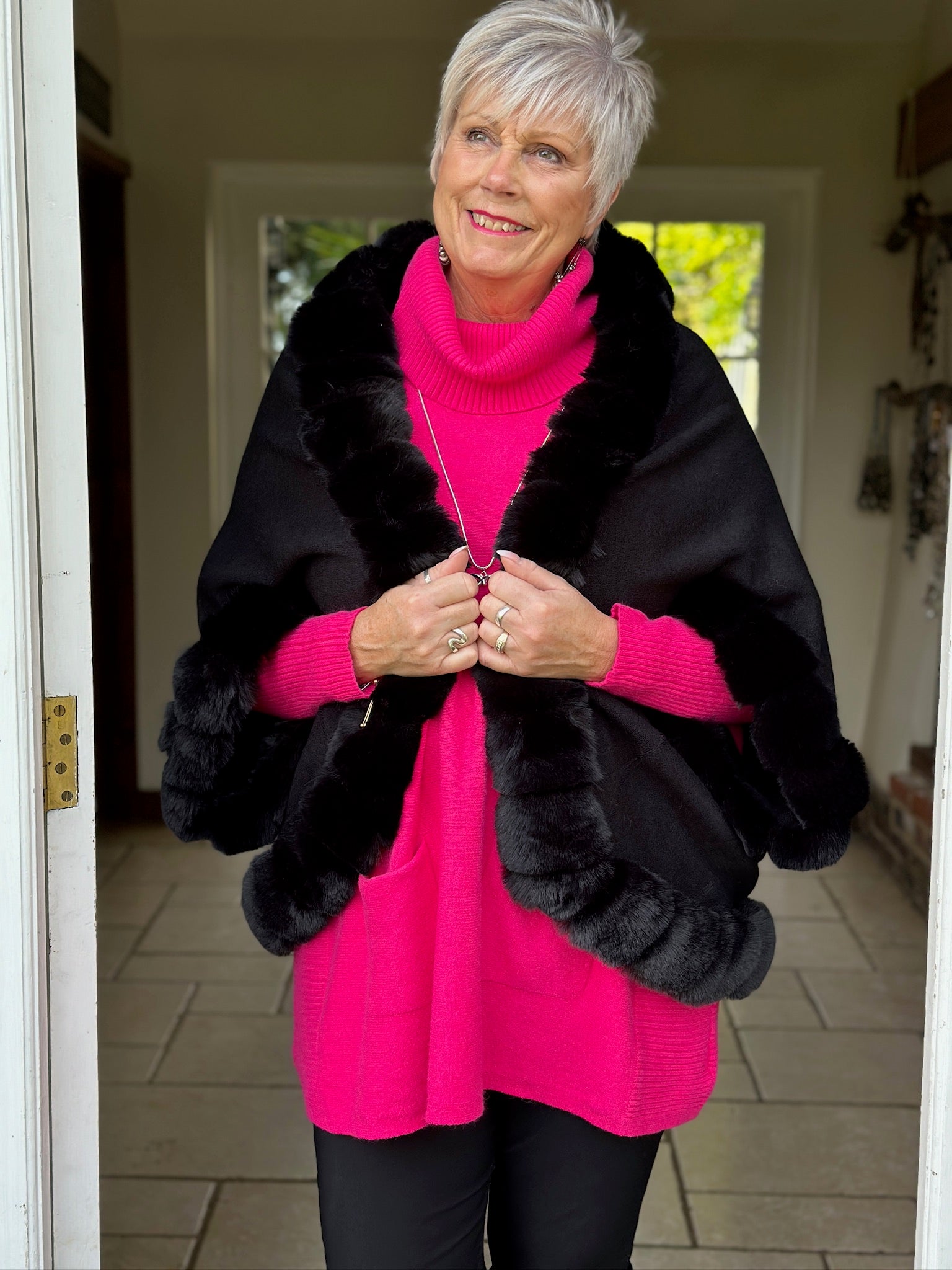 Faux Fur Trim Wrap Malissa J Black Mandy s Heaven