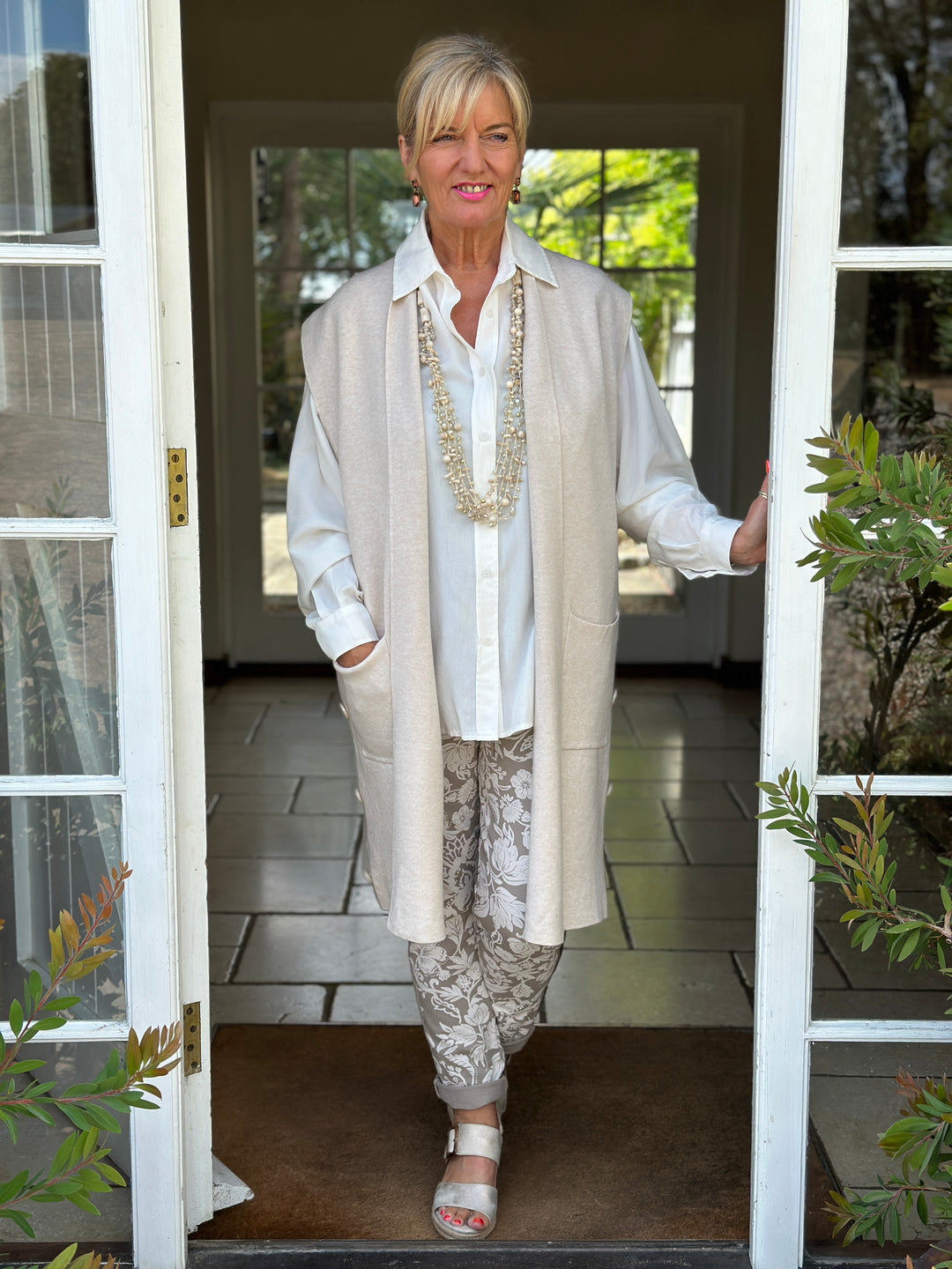 Button Pocket Gilet | Beige