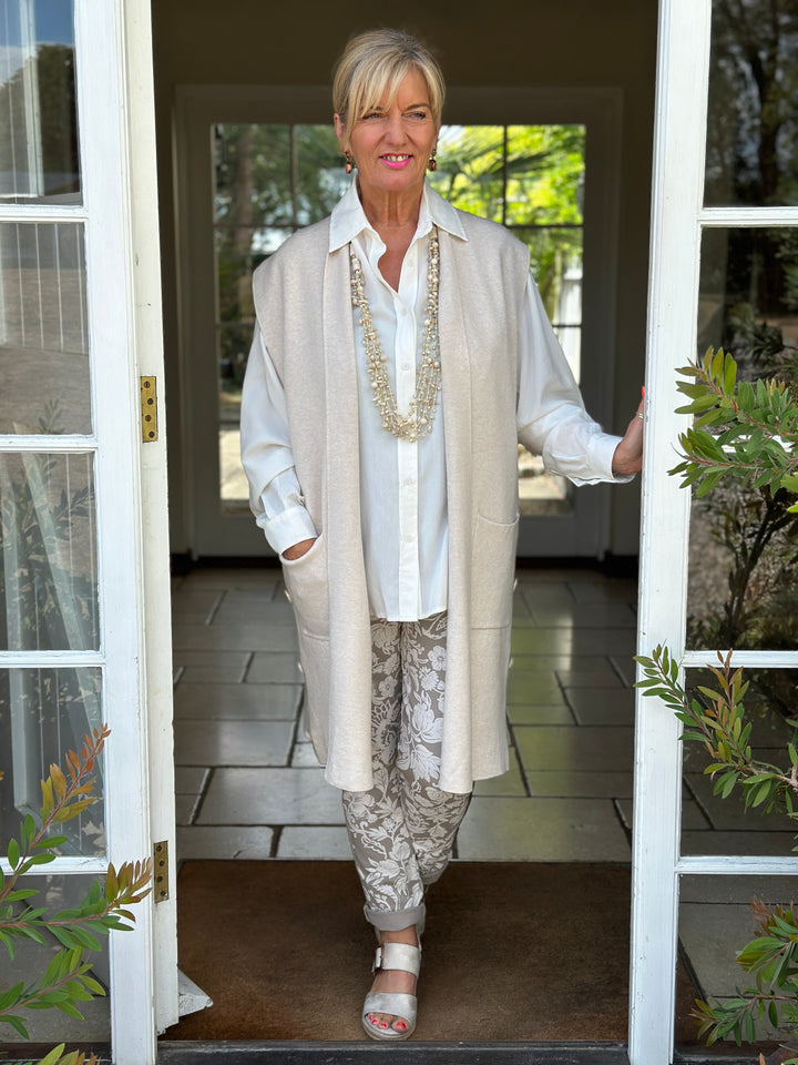 Button Pocket Gilet | Beige
