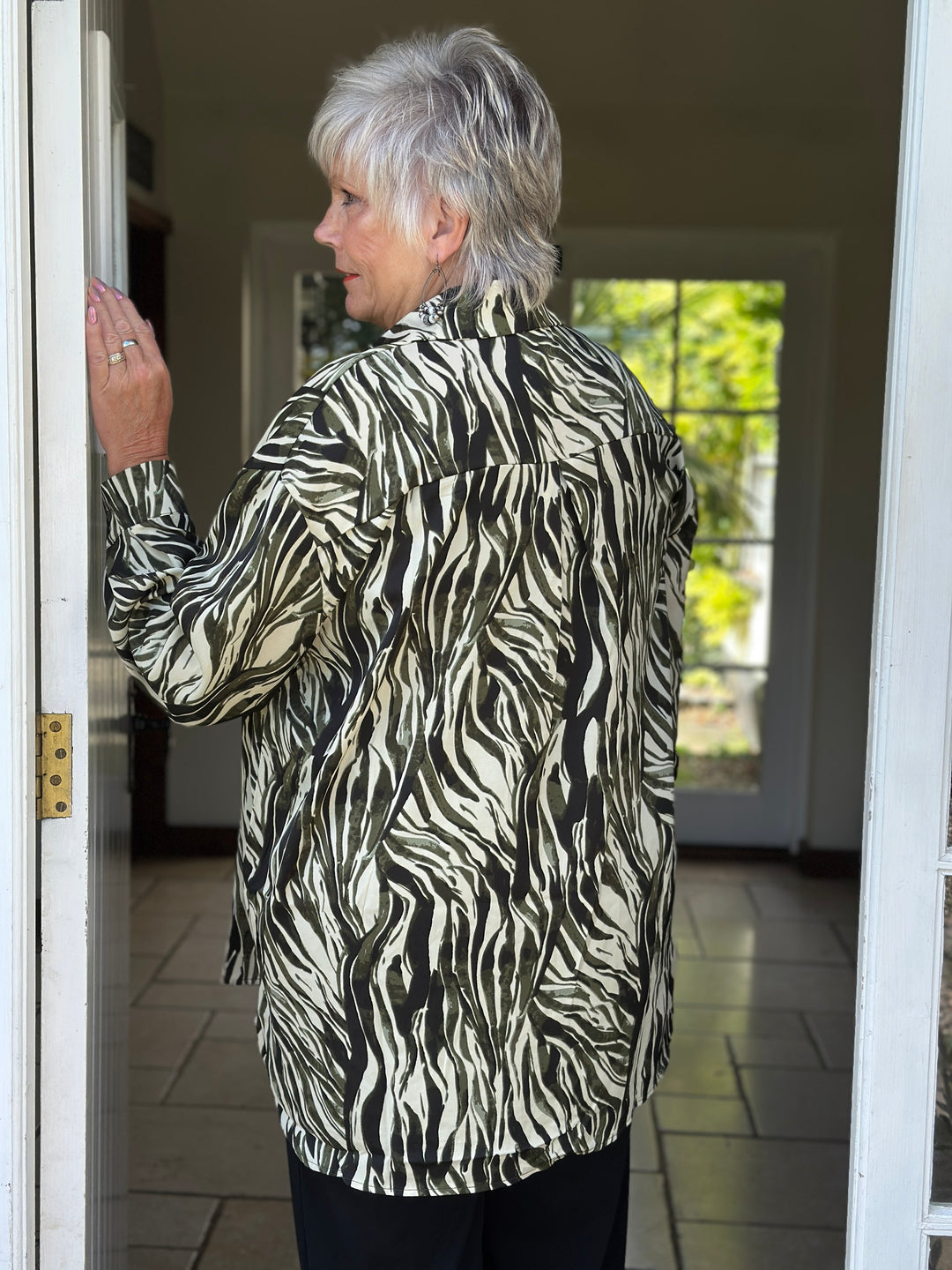 Iconic Print Collared Shirt | Bottle Green