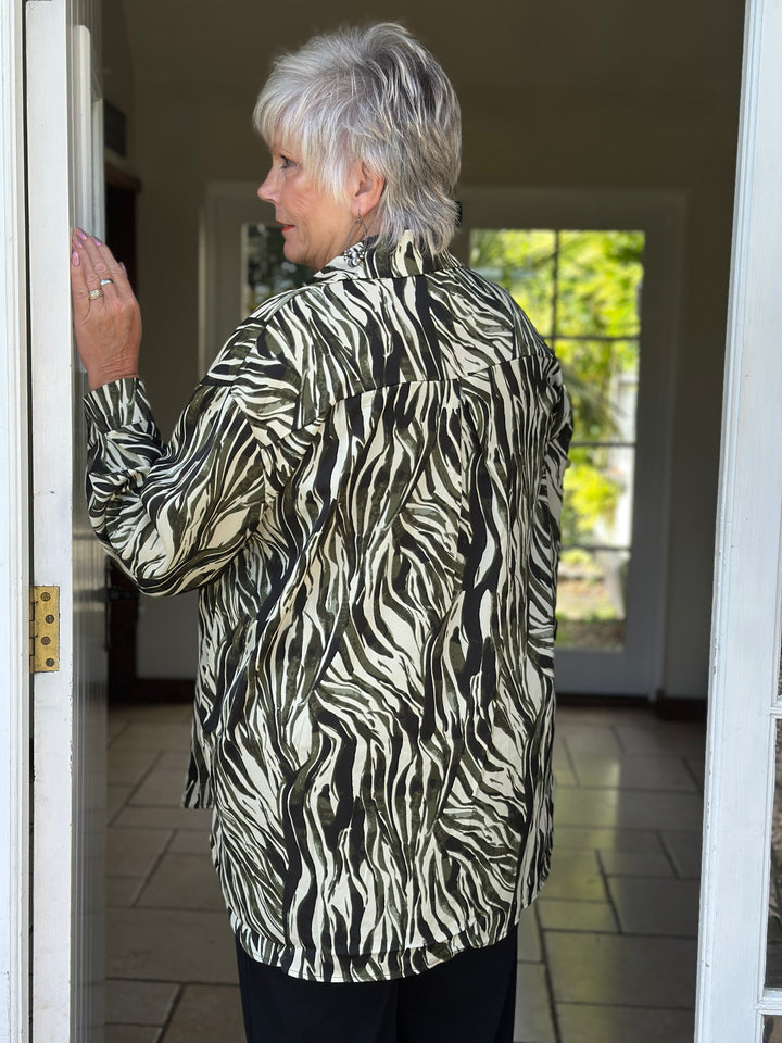 Iconic Print Collared Shirt | Bottle Green