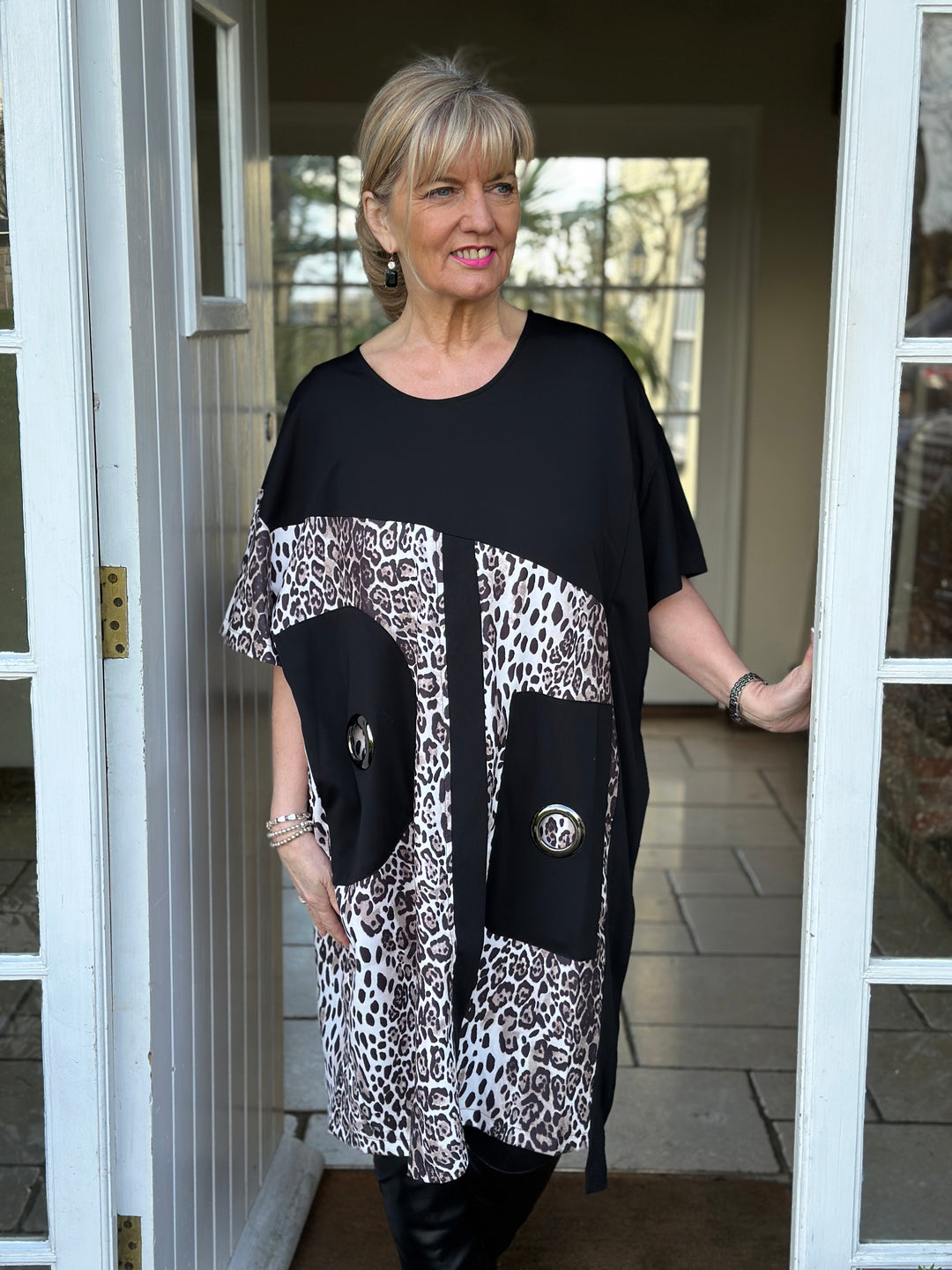 Leopard Mixed Media Jersey Dress | Malissa J - Mandy's Heaven 