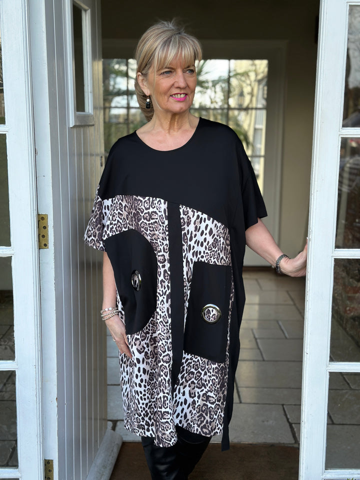 Leopard Mixed Media Jersey Dress | Malissa J - Mandy's Heaven 