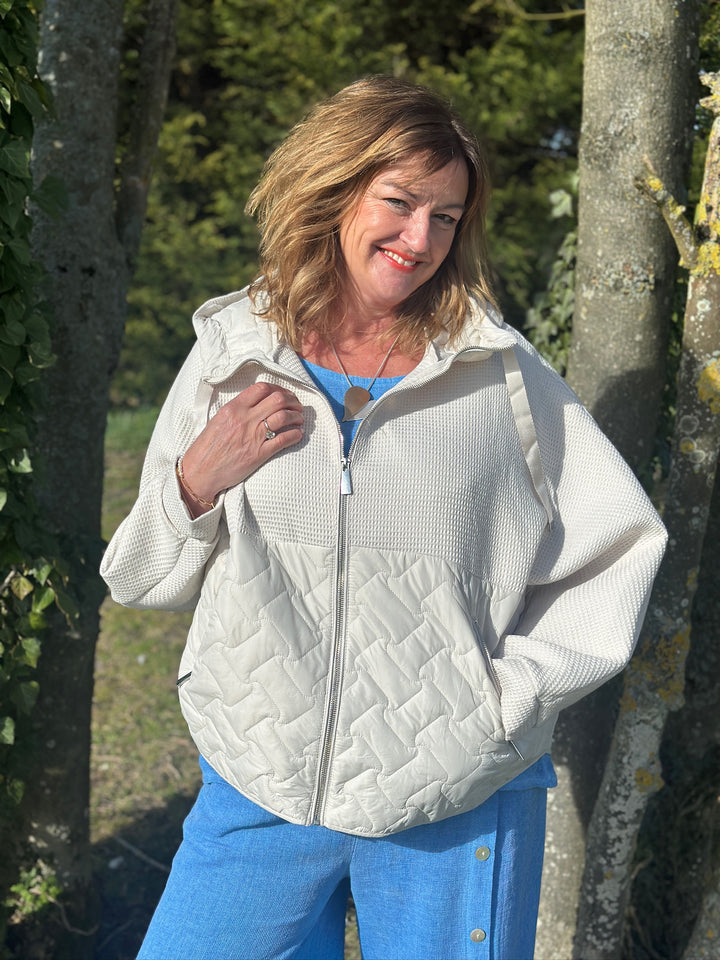 Textured Quilted Zip Jacket | Cream