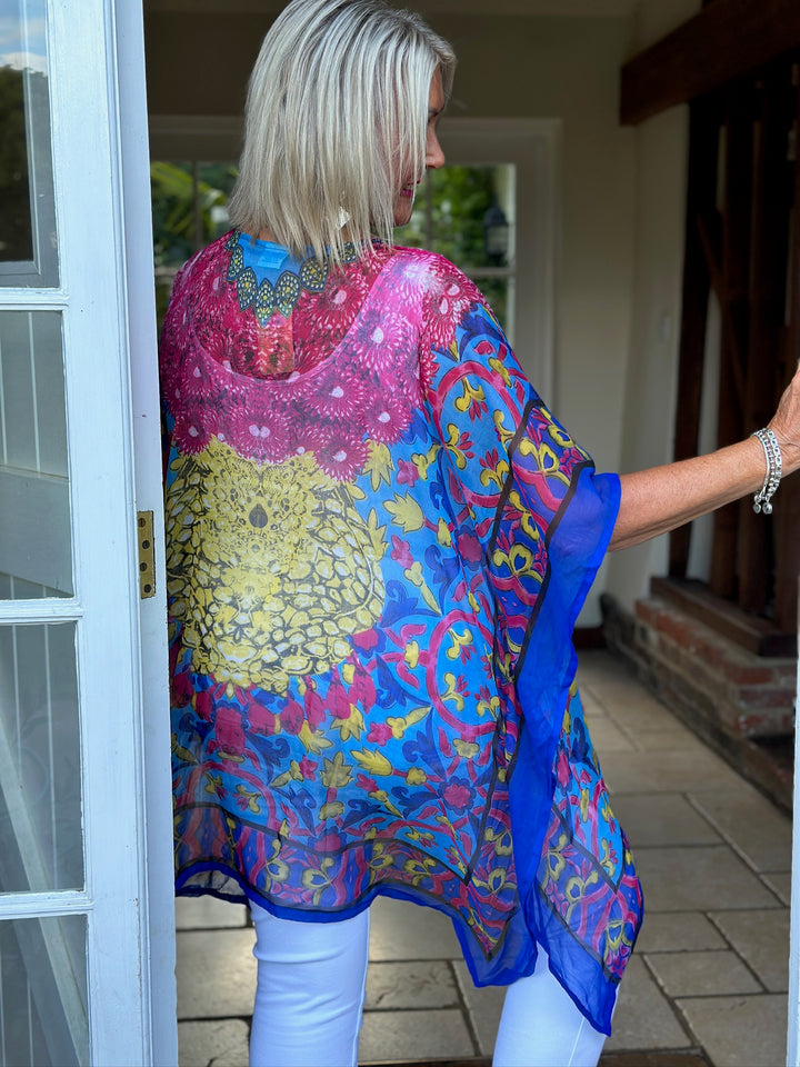 Diamante Detail Sheer Kaftan | Blue