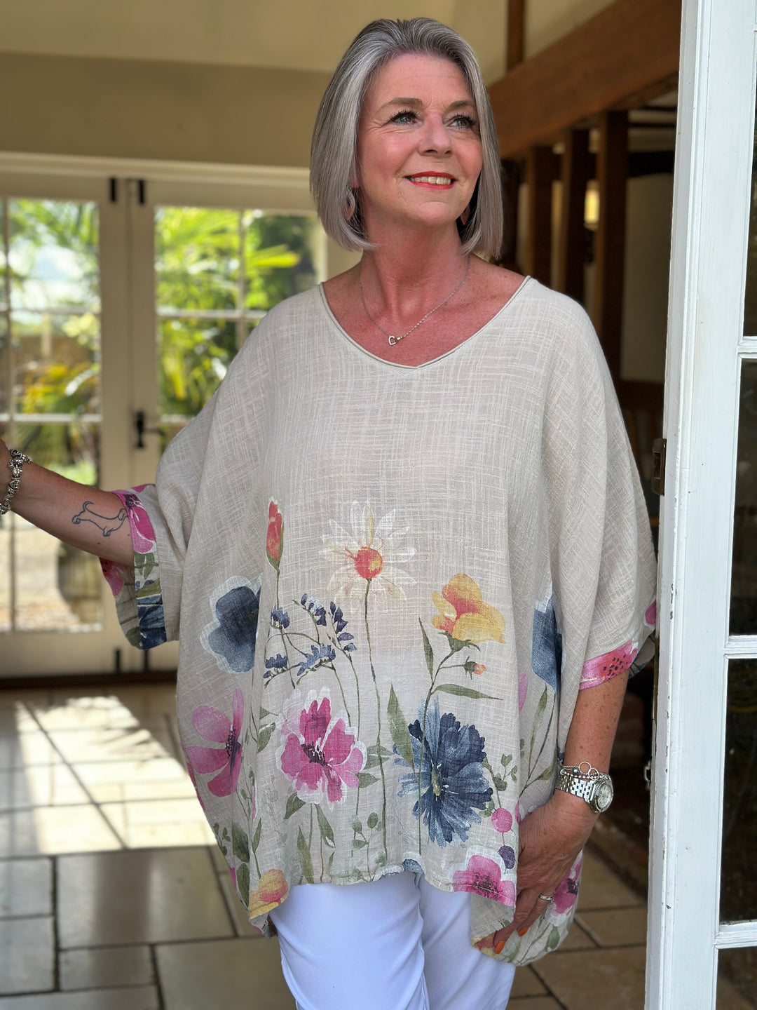 Floral Tapestry Top | Beige