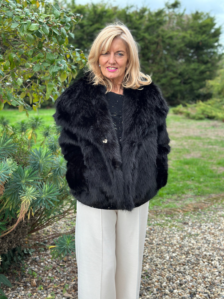 Faux Fur Collared Jacket | Black