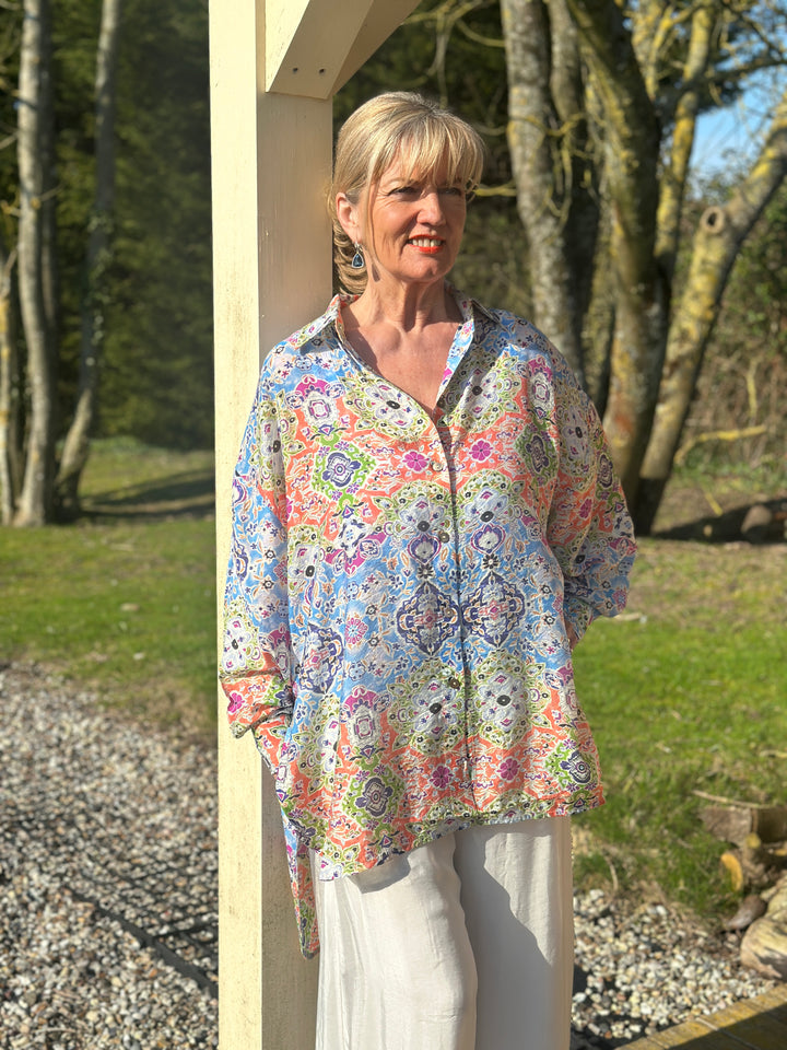 Baroque Print Shirt - Malissa J | Blue