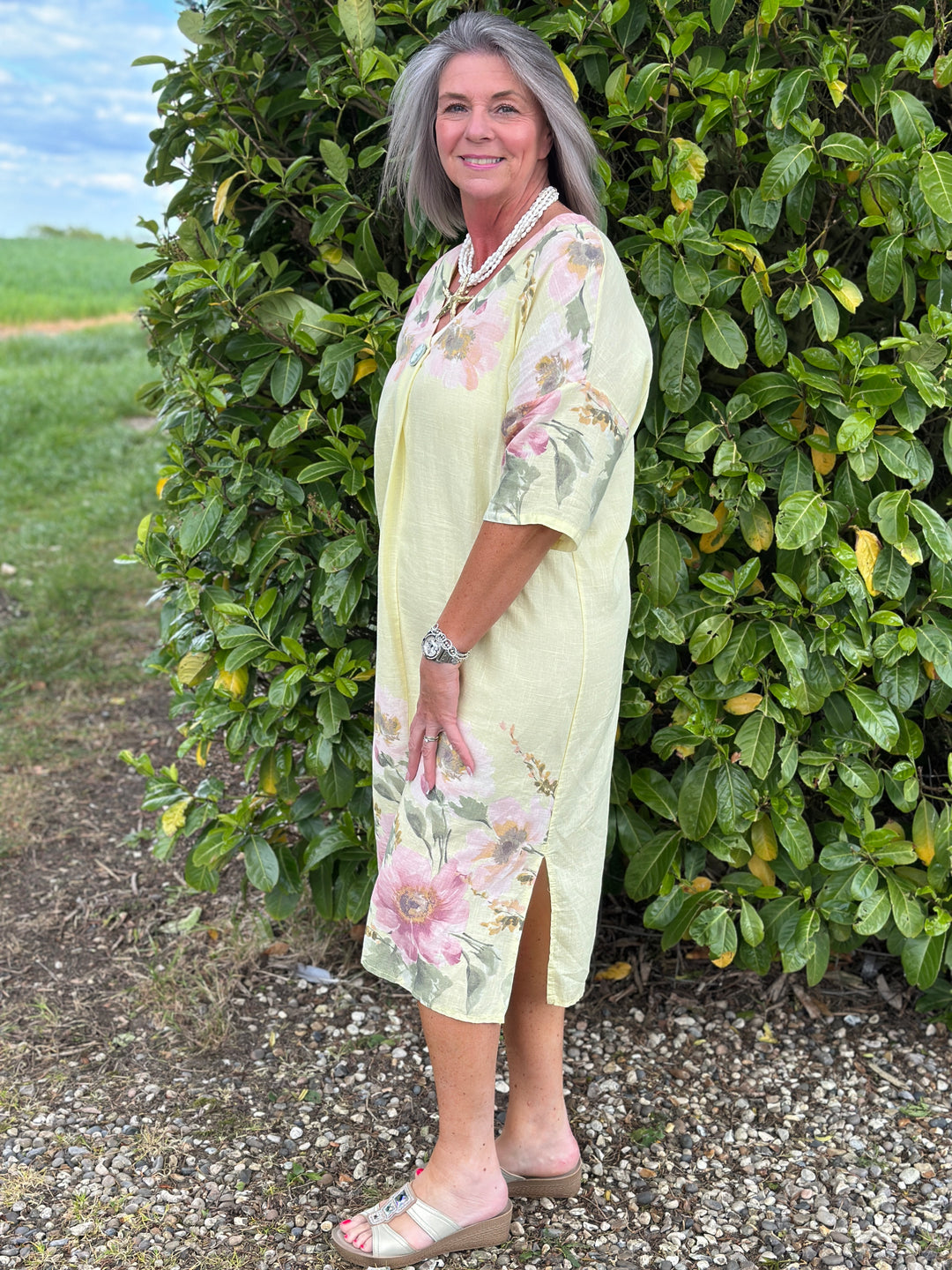 Linen Blend Floral Dress | Lemon