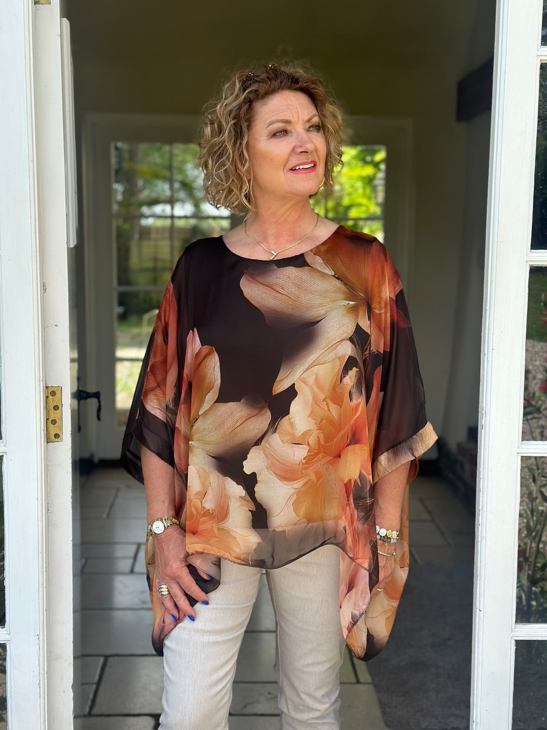 Botanical Mia Silk Blouse | Brown