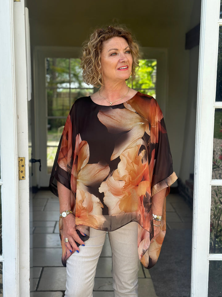 Botanical Mia Silk Blouse | Brown
