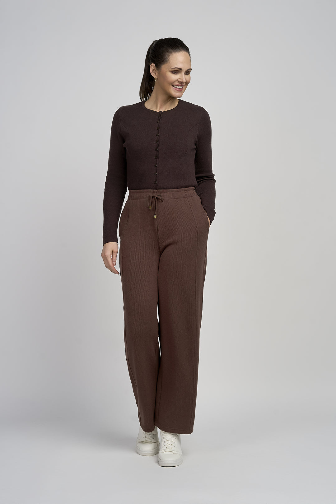 Wide Leg Modal Trousers - PINNS - 789T | Chocolate