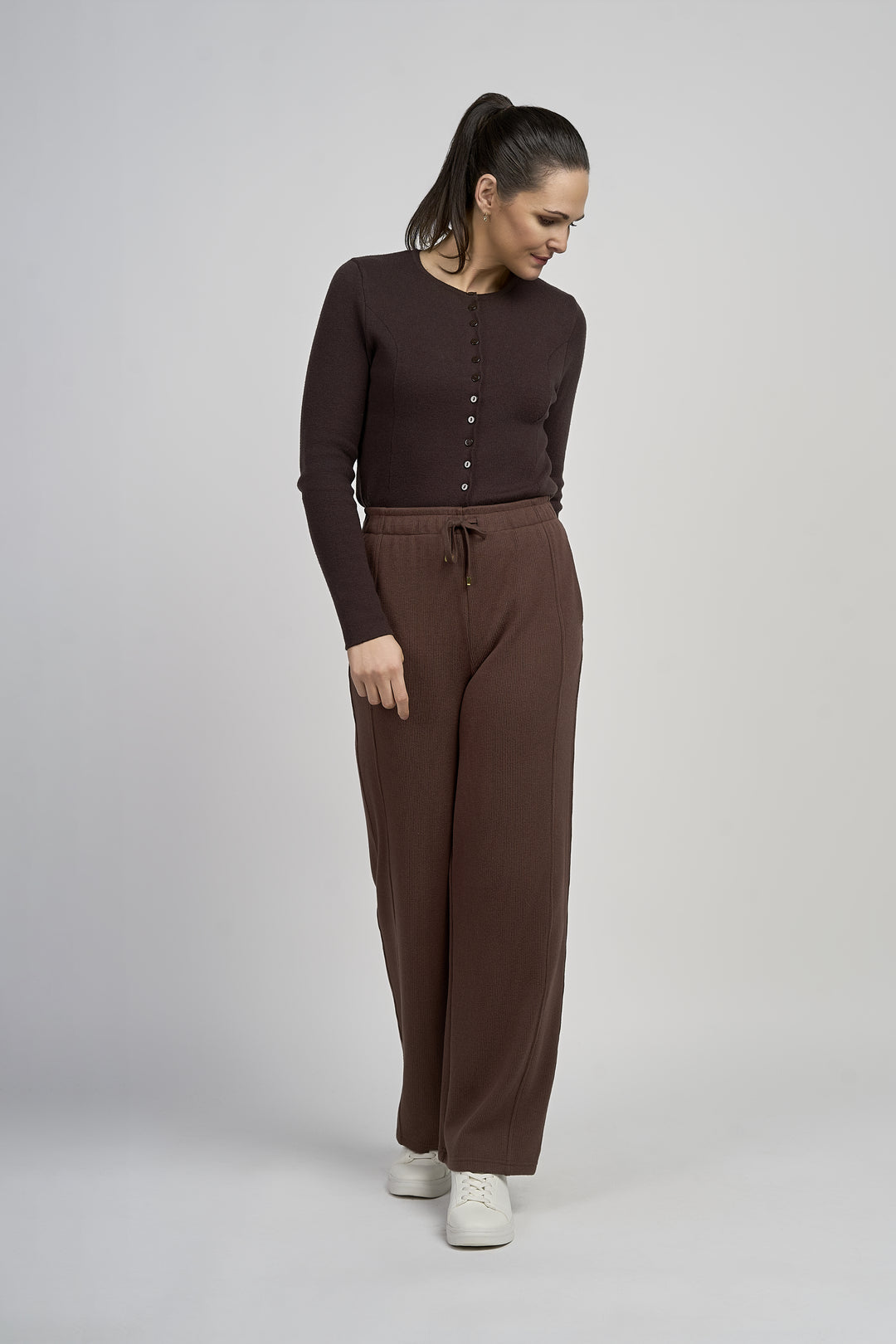 Wide Leg Modal Trousers - PINNS - 789T | Chocolate