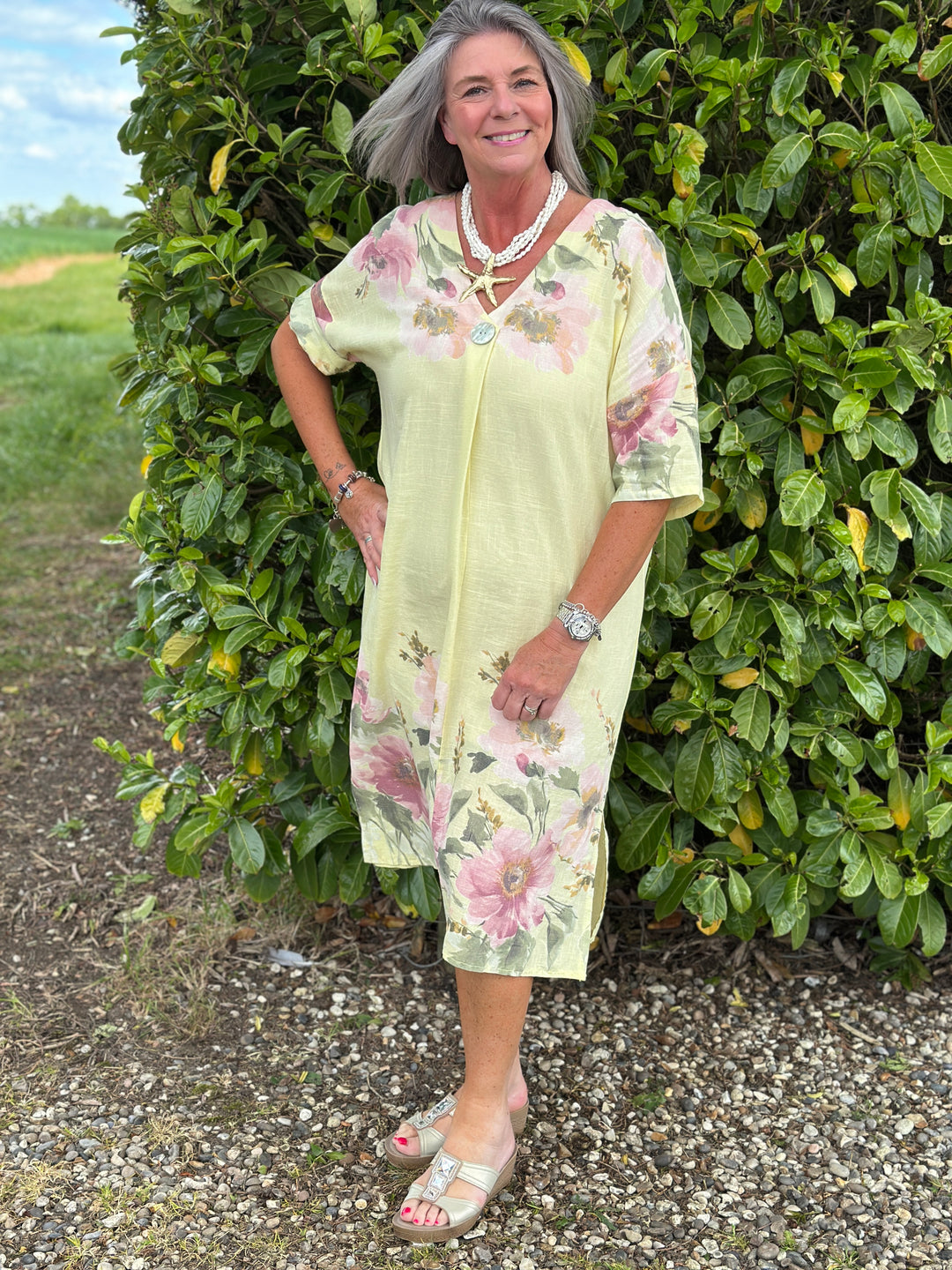 Linen Blend Floral Dress | Lemon
