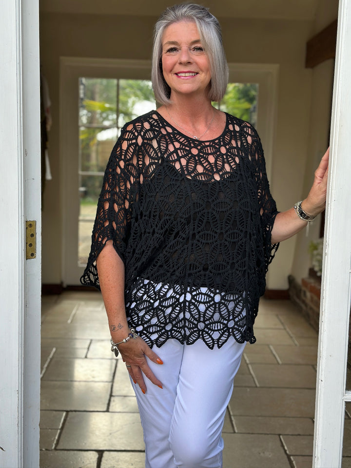 Willow Crochet Vest Top | Black