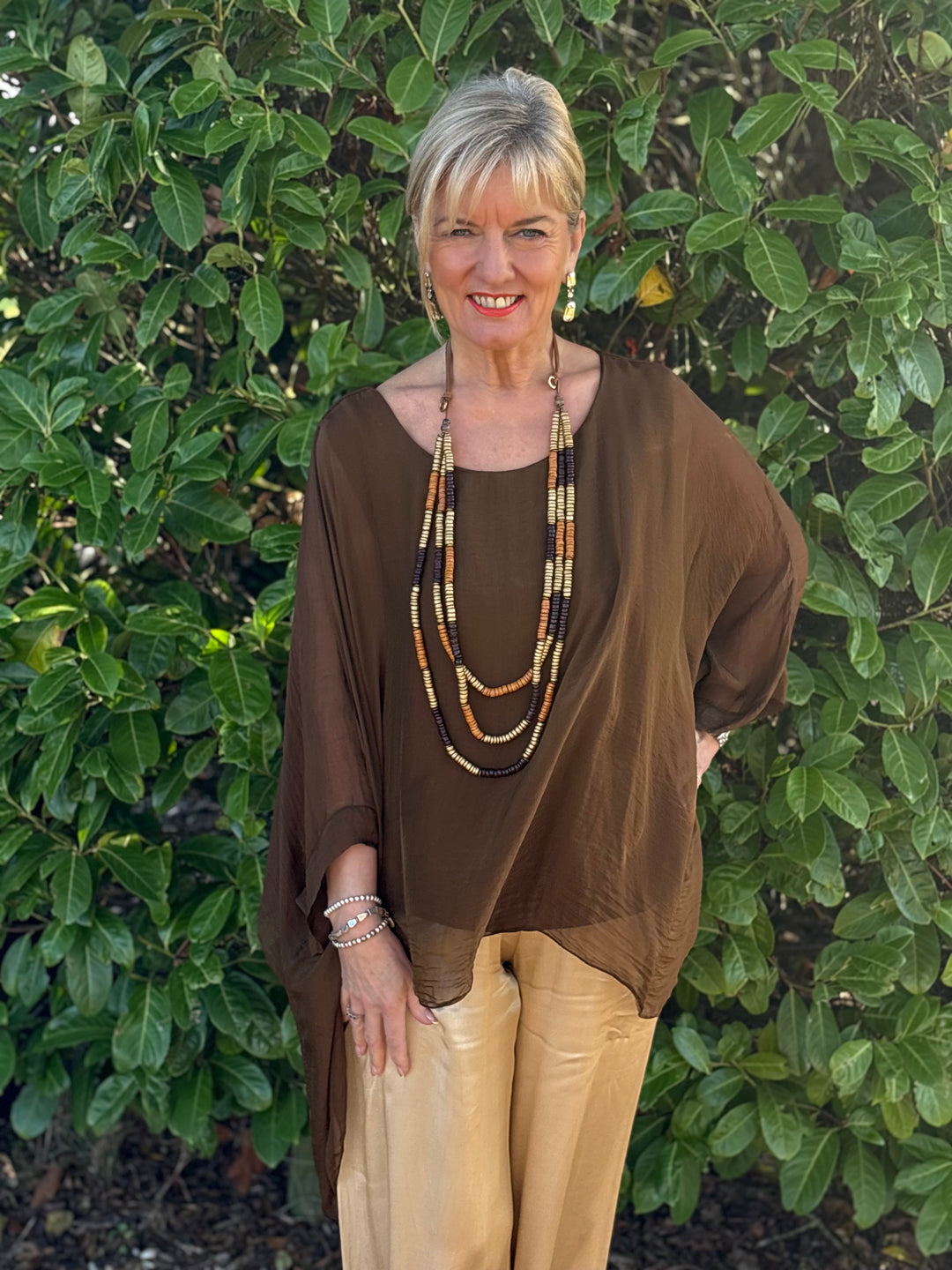 Mia Silk Blouse | Brown