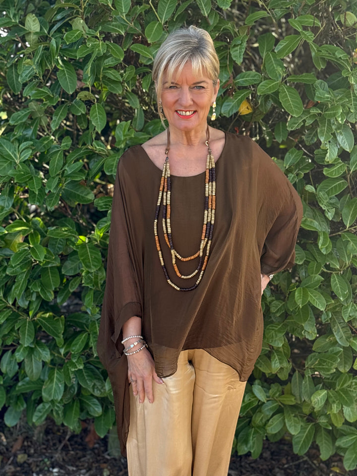 Mia Silk Blouse | Brown