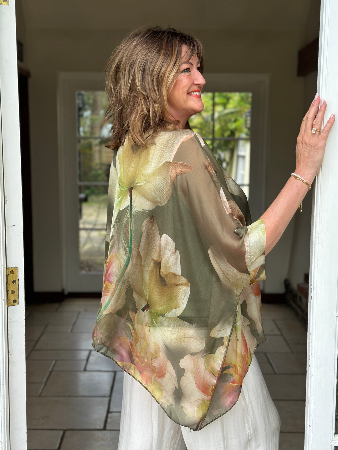 Botanical Mia Silk Blouse | Khaki