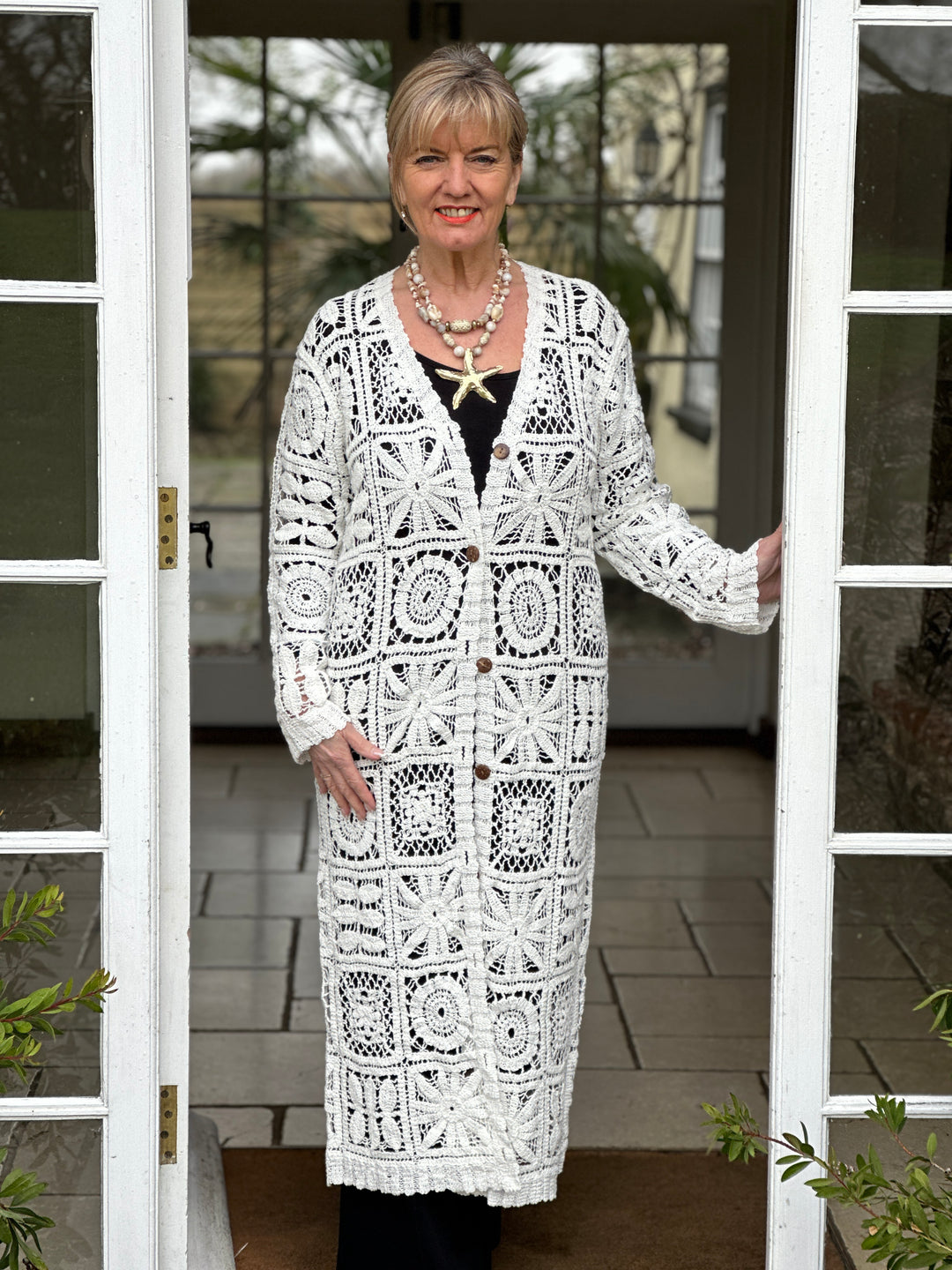 Sea Breeze Longline Crochet Cardigan | Cream - Mandy's Heaven 