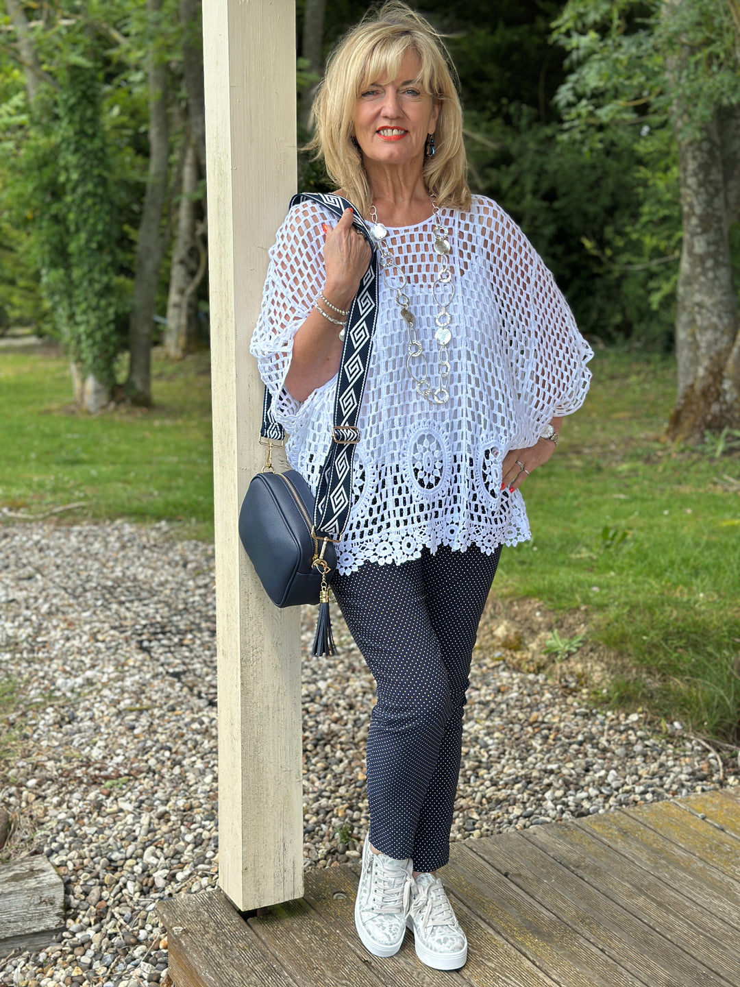 Crochet Lace Overlay Top | White