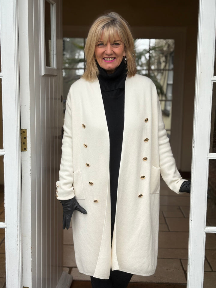 Button Detail Longline Jacket | Cream