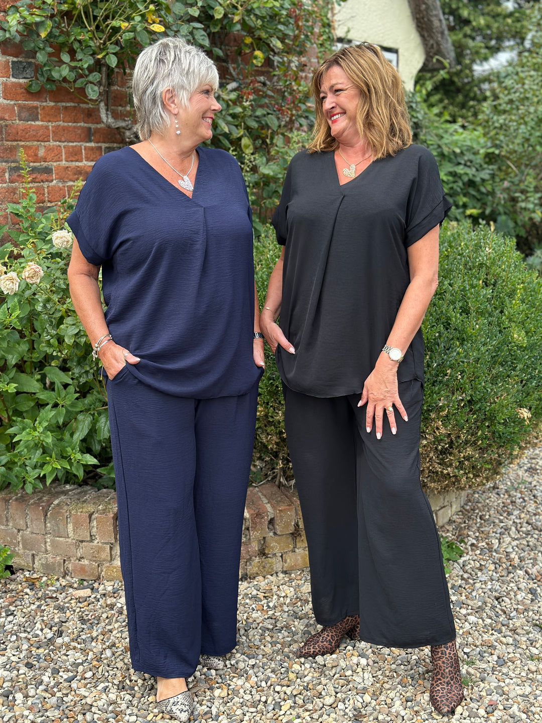 Pleat Neckline Two Piece Co-ord | Navy