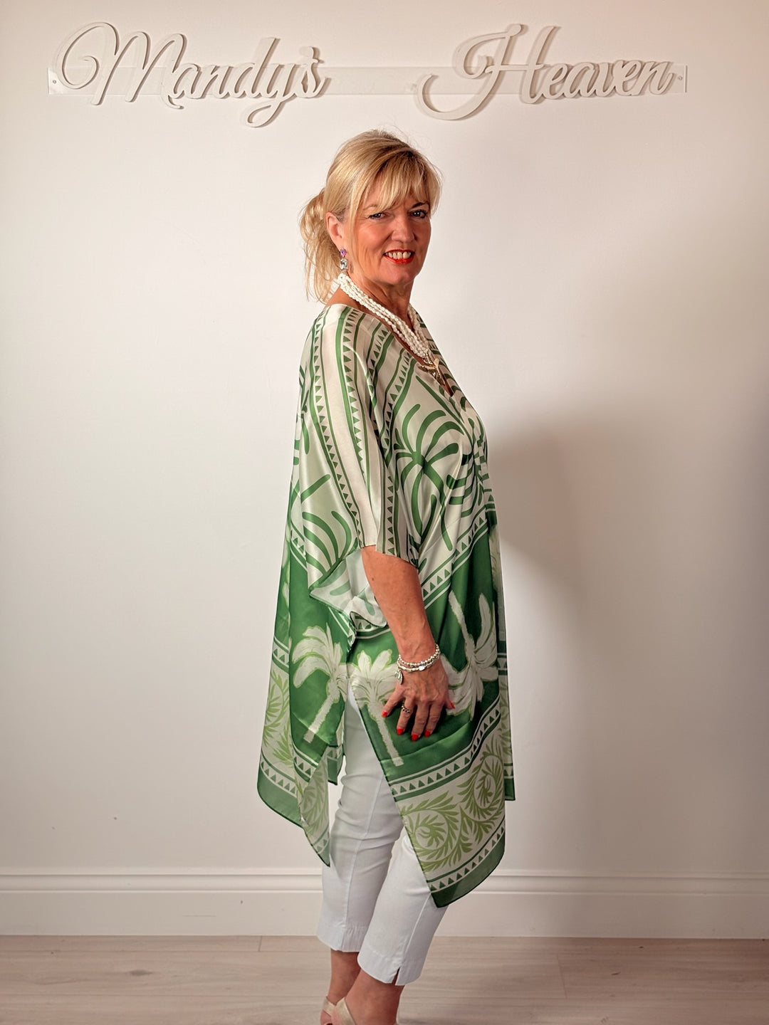 Silk-Blend Tropical Print Kaftan | Green