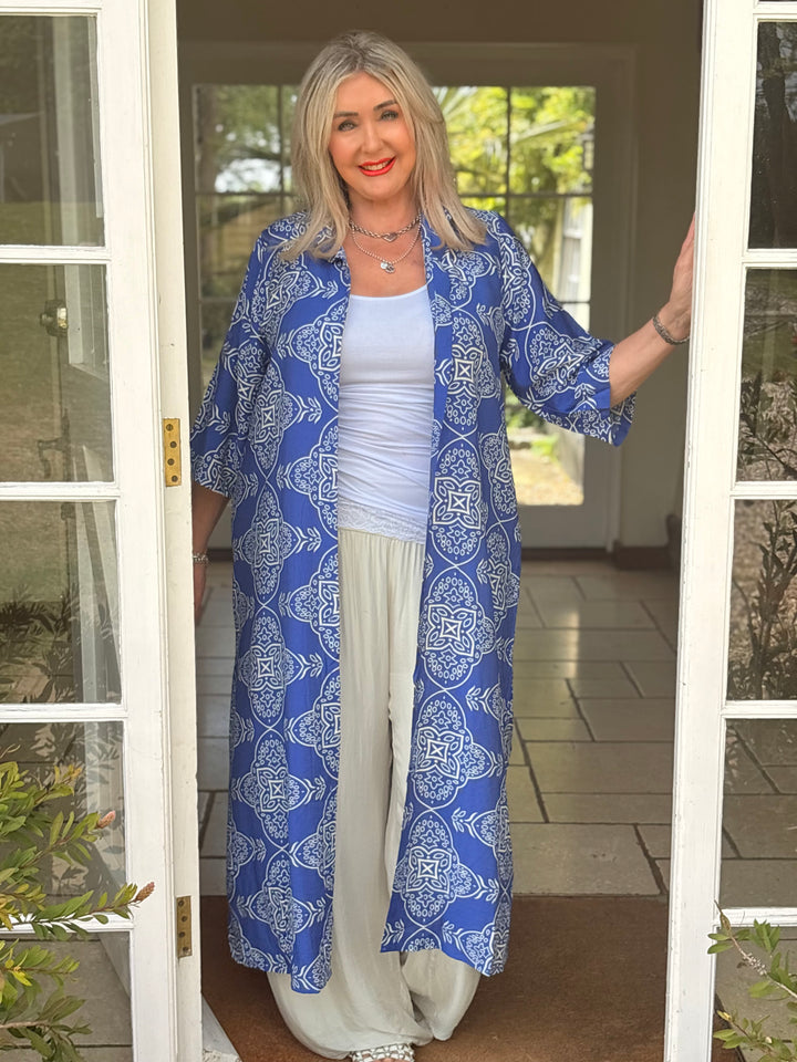 Paisley Print Shirt Dress | Blue