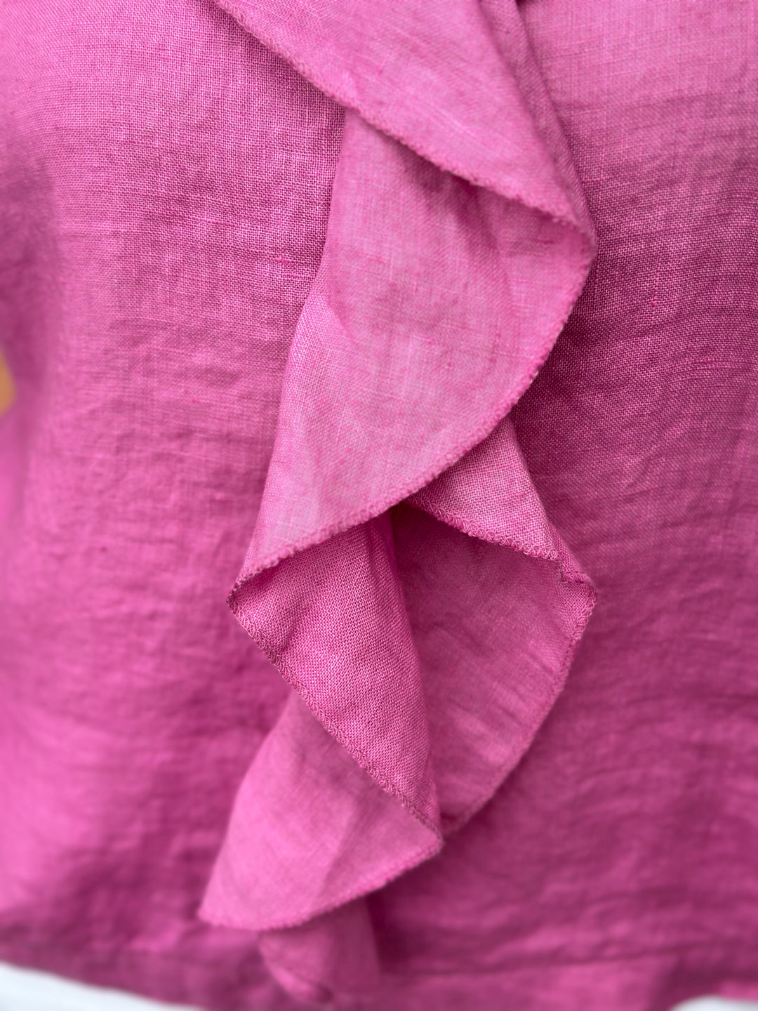 Linen Frill Top | Raspberry