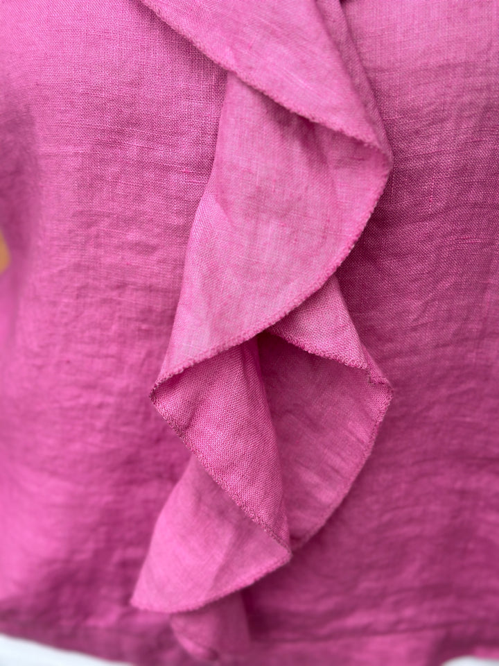 Linen Frill Top | Raspberry