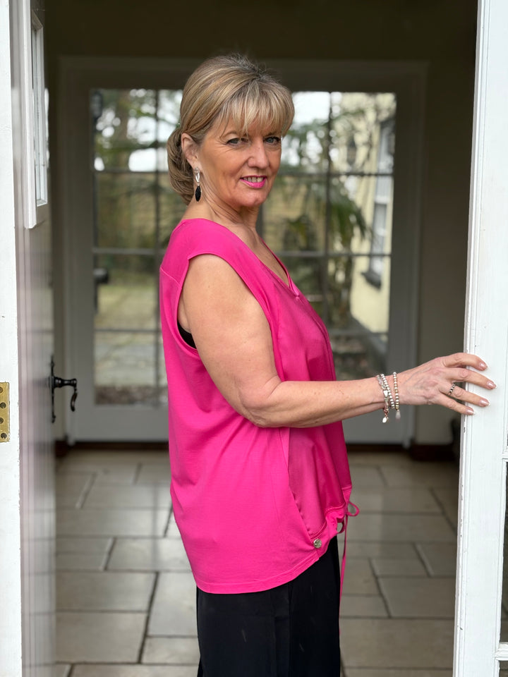 Satin Front Drawcord Vest Top Malissa J |Pink - Mandy's Heaven 