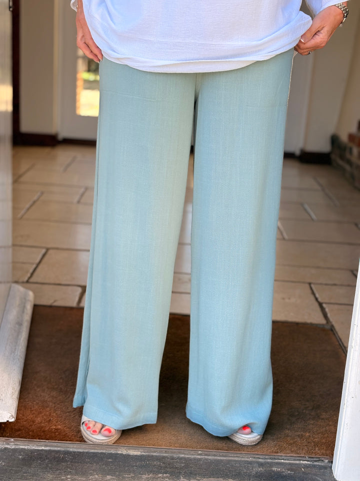 Linen-Blend Trousers | Duck Egg