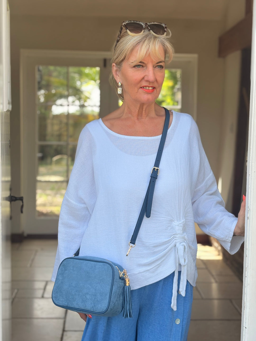Suede Cross Body Bag | Navy