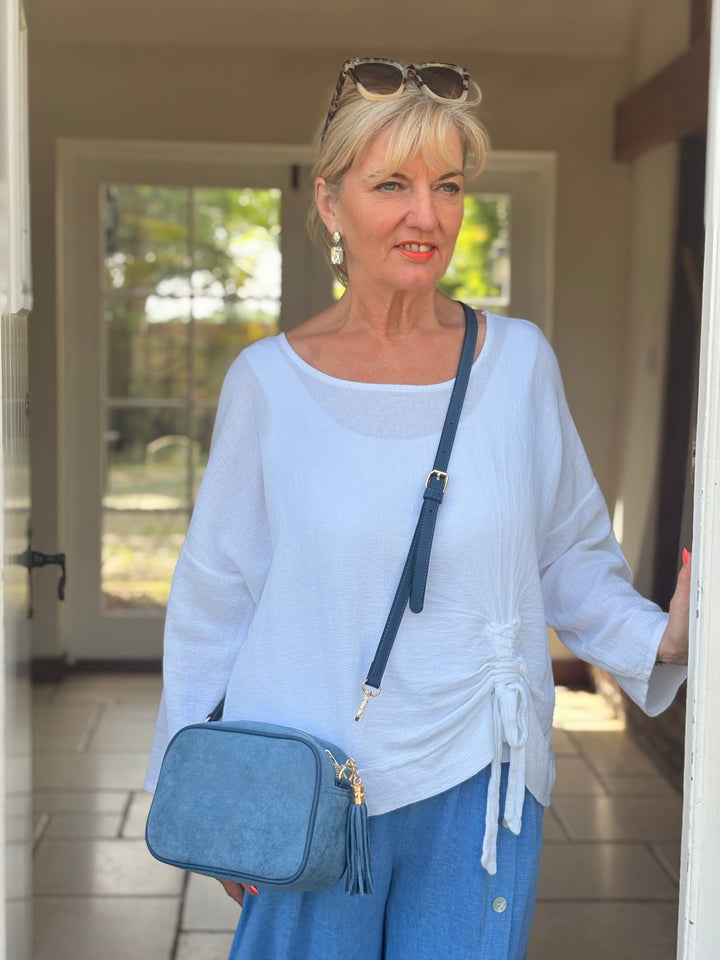 Suede Cross Body Bag | Navy