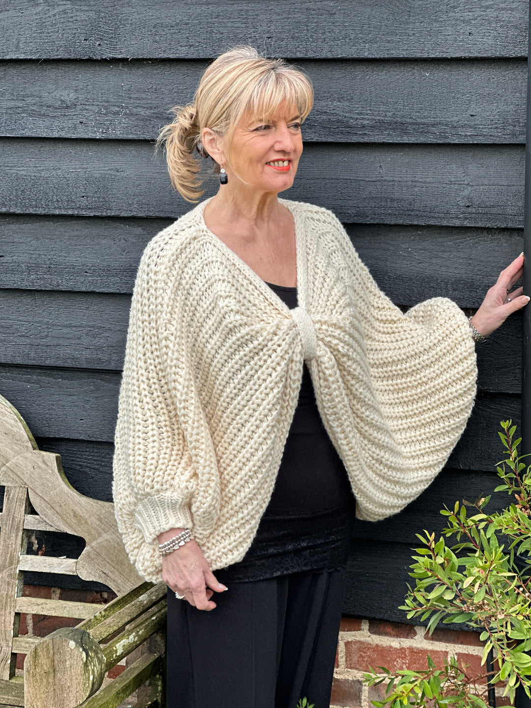 Bow Shaped Knitted Jumper Malissa J | Cream - Mandy's Heaven 