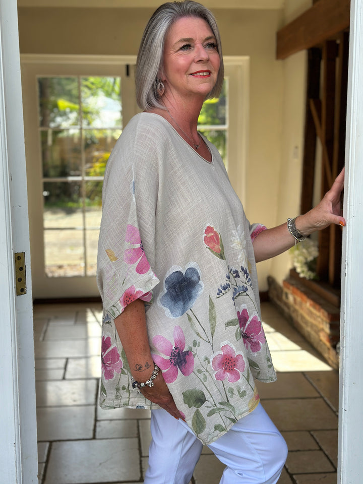 Floral Tapestry Top | Beige