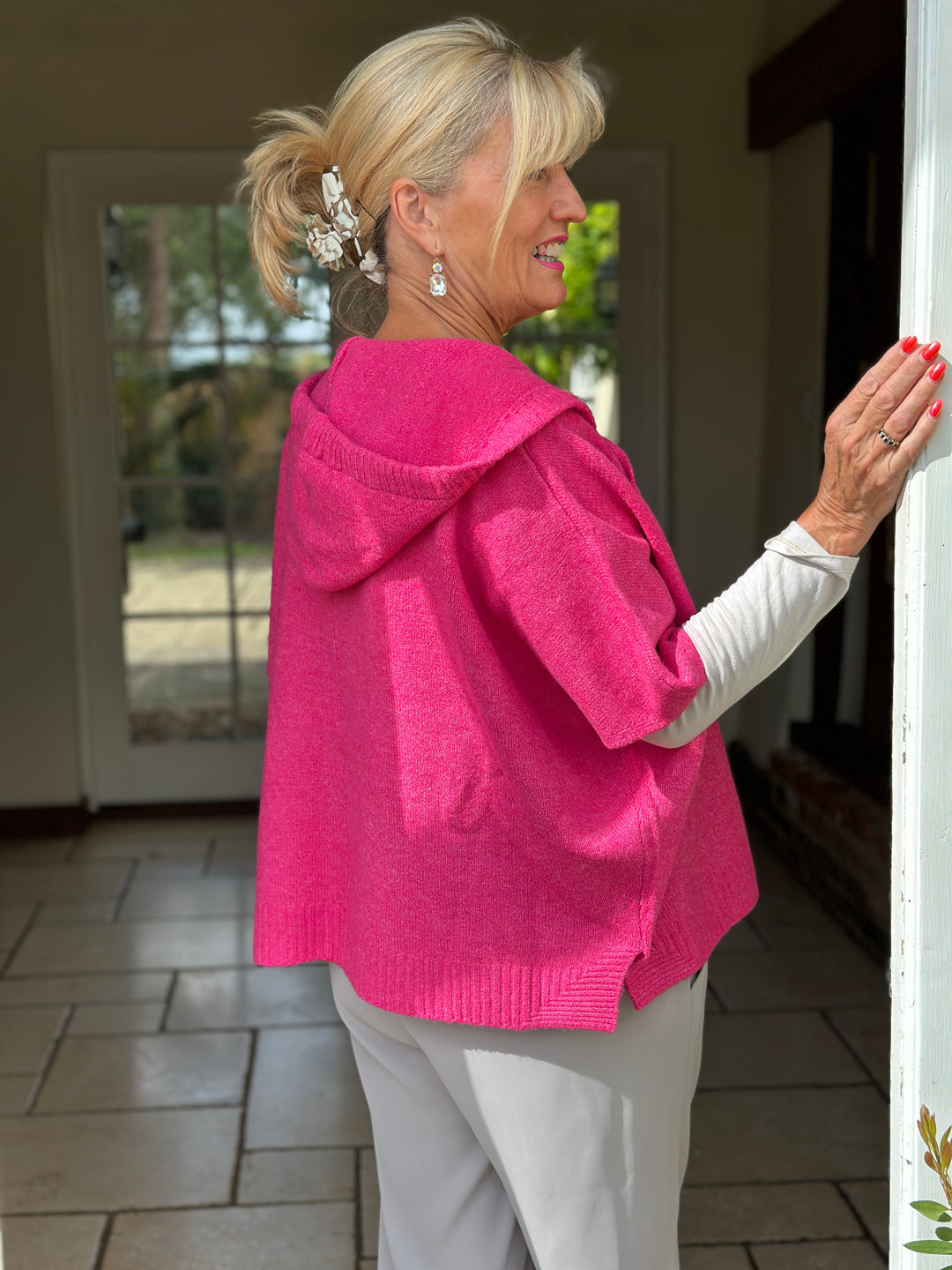 Boxy Knitted Hoodie - Malissa J | Fuchsia