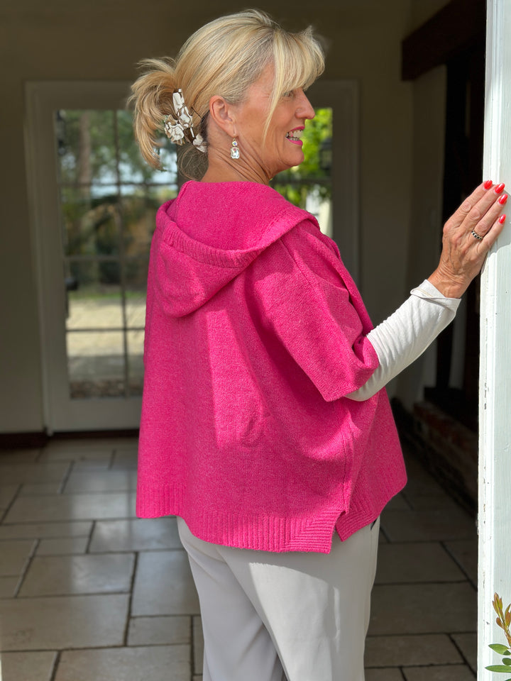 Boxy Knitted Hoodie - Malissa J | Fuchsia