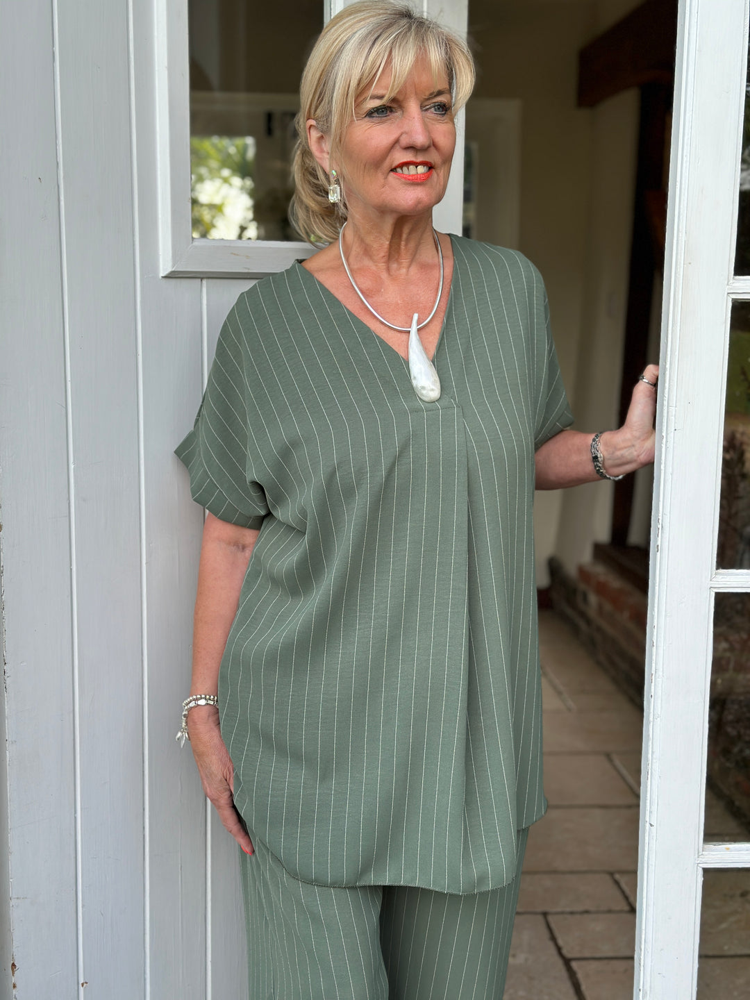 Pin Stripe Co-ord | Khaki