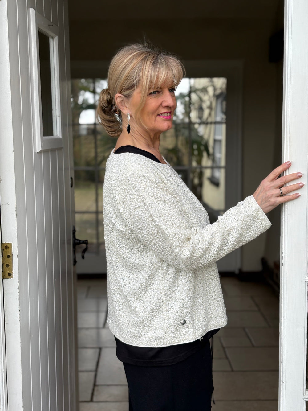 Sequin Lined Cardigan Malissa J | Cream - Mandy's Heaven 